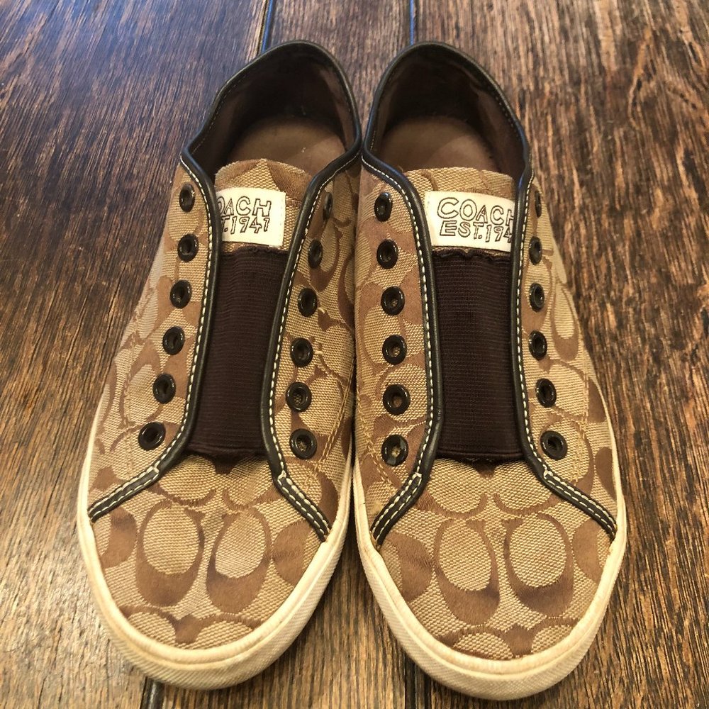Coach Bev. Brown monogram signature Jacquard sneakers 9B